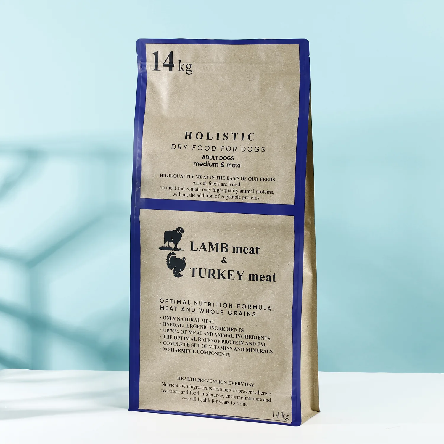 Custom Stand up Pouch With Easy Tear Notch Barrier Pet Dry Food Packing Solution