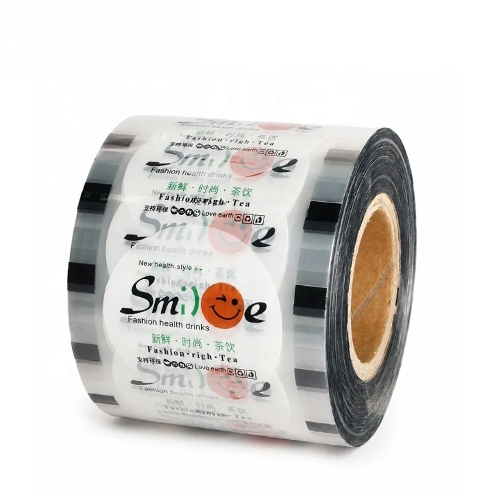 Custom Tea Lid Film Printing Logo 90 - 95 mm PP PET PE PS Bubble Boba Milk Tea Easy Peel Lidding Top Cup Cover Seal Roll Film