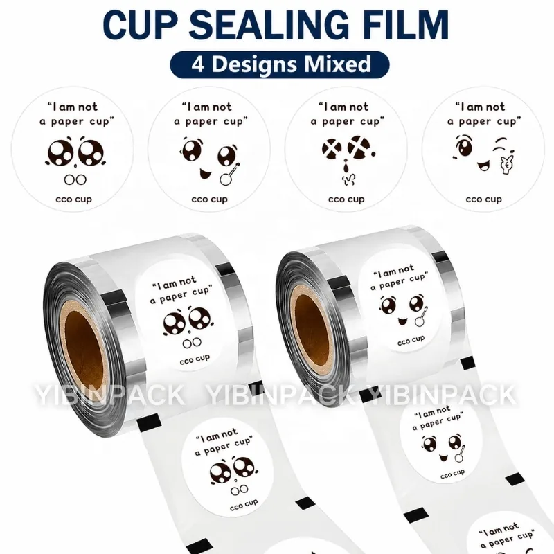 Custom Tea Lid Film Printing Logo 90 - 95 mm PP PET PE PS Bubble Boba Milk Tea Easy Peel Lidding Top Cup Cover Seal Roll Film