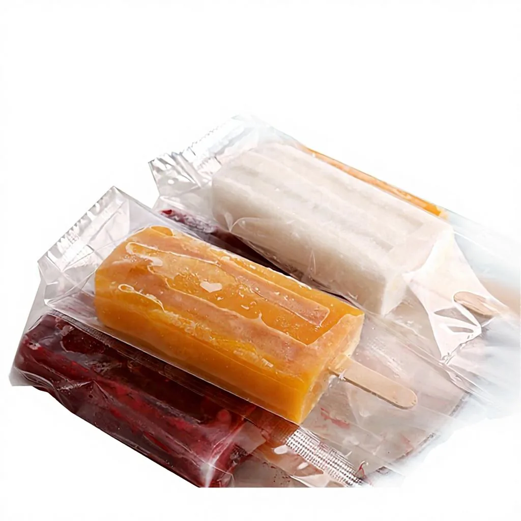 Custom Transparent DIY Side Sealing PET/CPP Recyclable Food Grade Side Gusset Heat Seal Ice Cream Popsicle Freezer Packaging Bag