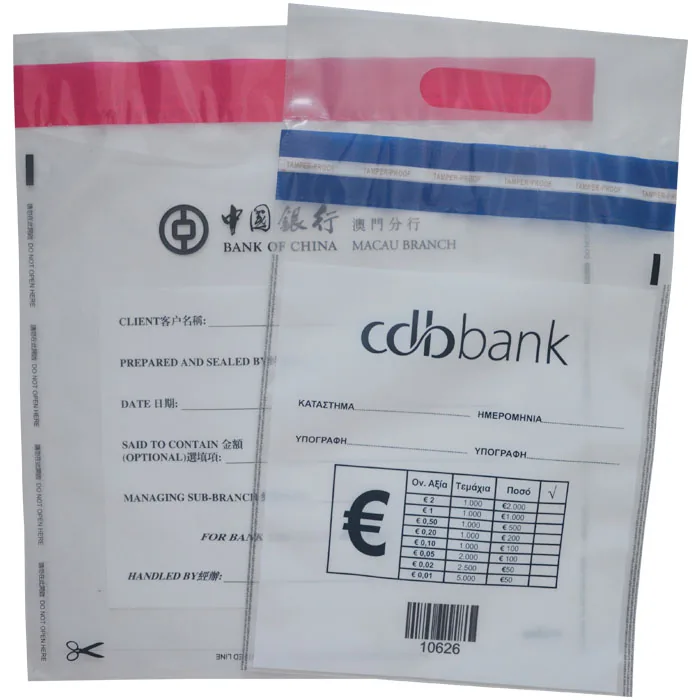 Custom Transport Safety Bag Tamper Proof Evident Security Cash Deposit Bags Plastic Seal Bags