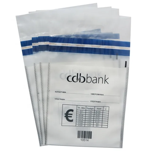 Custom Transport Safety Bag Tamper Proof Evident Security Cash Deposit Bags Plastic Seal Bags