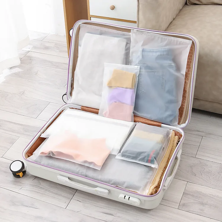 Custom Your Own Logo Clear Recyclable Pouches Frosted Apparel Ziplock Shipping Clothing Packing Slider Zipper Poly Plastic Bags