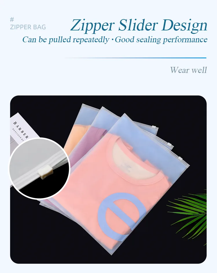 Custom Your Own Logo Clear Recyclable Pouches Frosted Apparel Ziplock Shipping Clothing Packing Slider Zipper Poly Plastic Bags