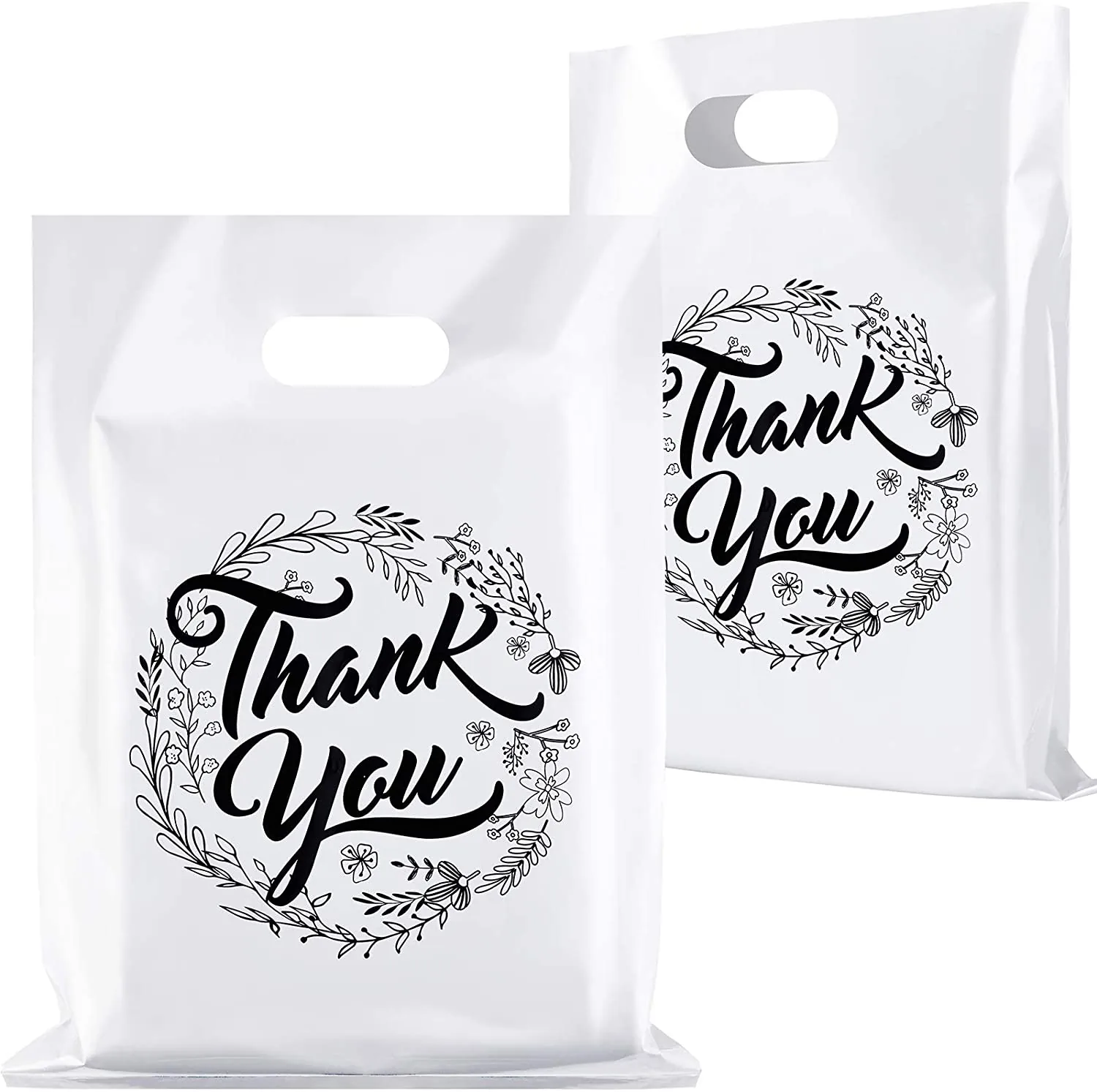 Customized Eco-Friendly Die Cut PE Shopping Bag LDPE Patch Handle Clothing and Shoes Packaging Bag with Plastic Handle