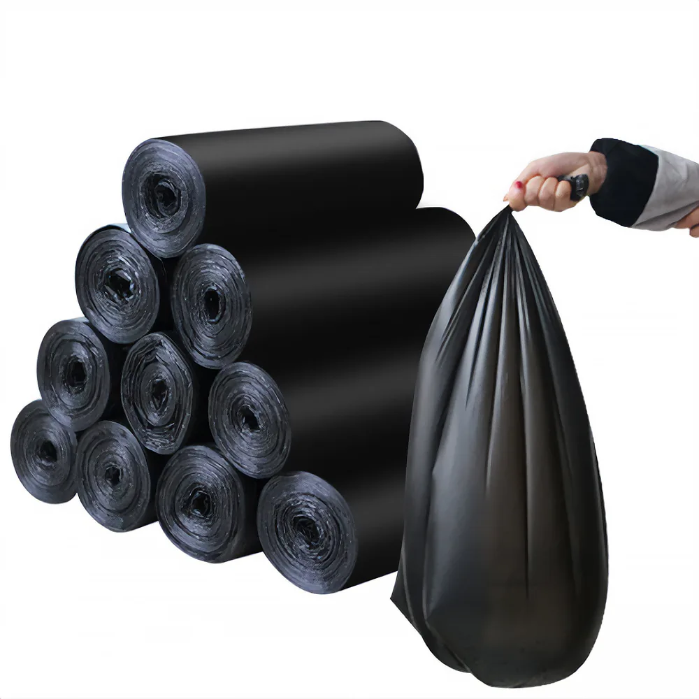 Customized Logo ODM/OEM C-Fold Garbage Bag Roll Star Folding Bottom Recycled HDPE/LDPE Liner Bin for Umbrella Bedding Cookware