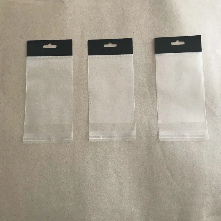 Customized Printing Self-Adhesive Euro Round Hang Hole Cellophane Packing Bags With Logo Plastic Header Printed Packing Bags