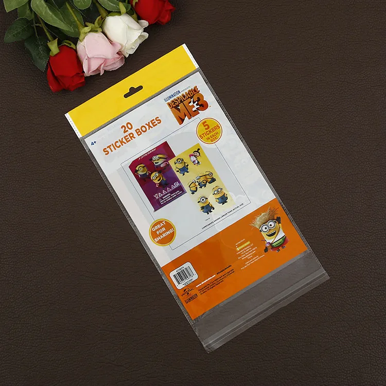 Customized Printing Self-Adhesive Euro Round Hang Hole Cellophane Packing Bags With Logo Plastic Header Printed Packing Bags