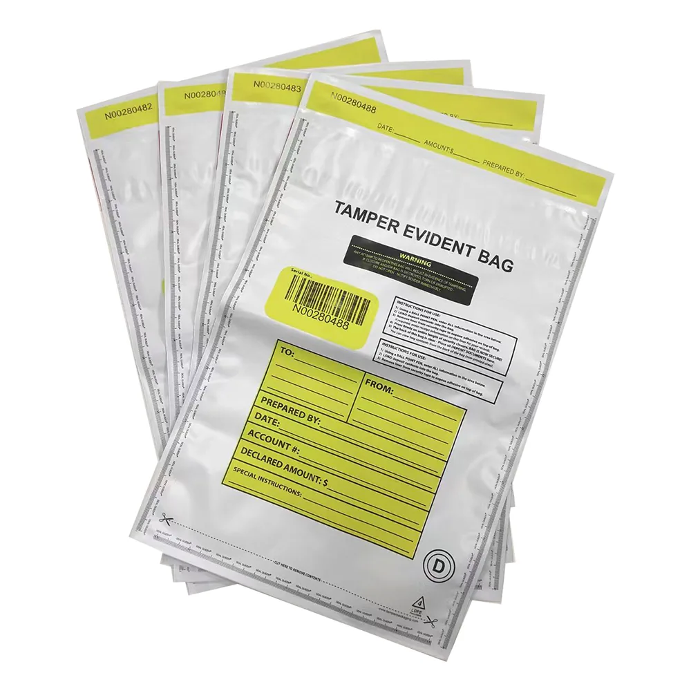 Deposit Bags Cash Register Bank Envelope Security Tamper Evident Tape Sealing Cash Evidence Side Gusset LDPE Material Self-seal