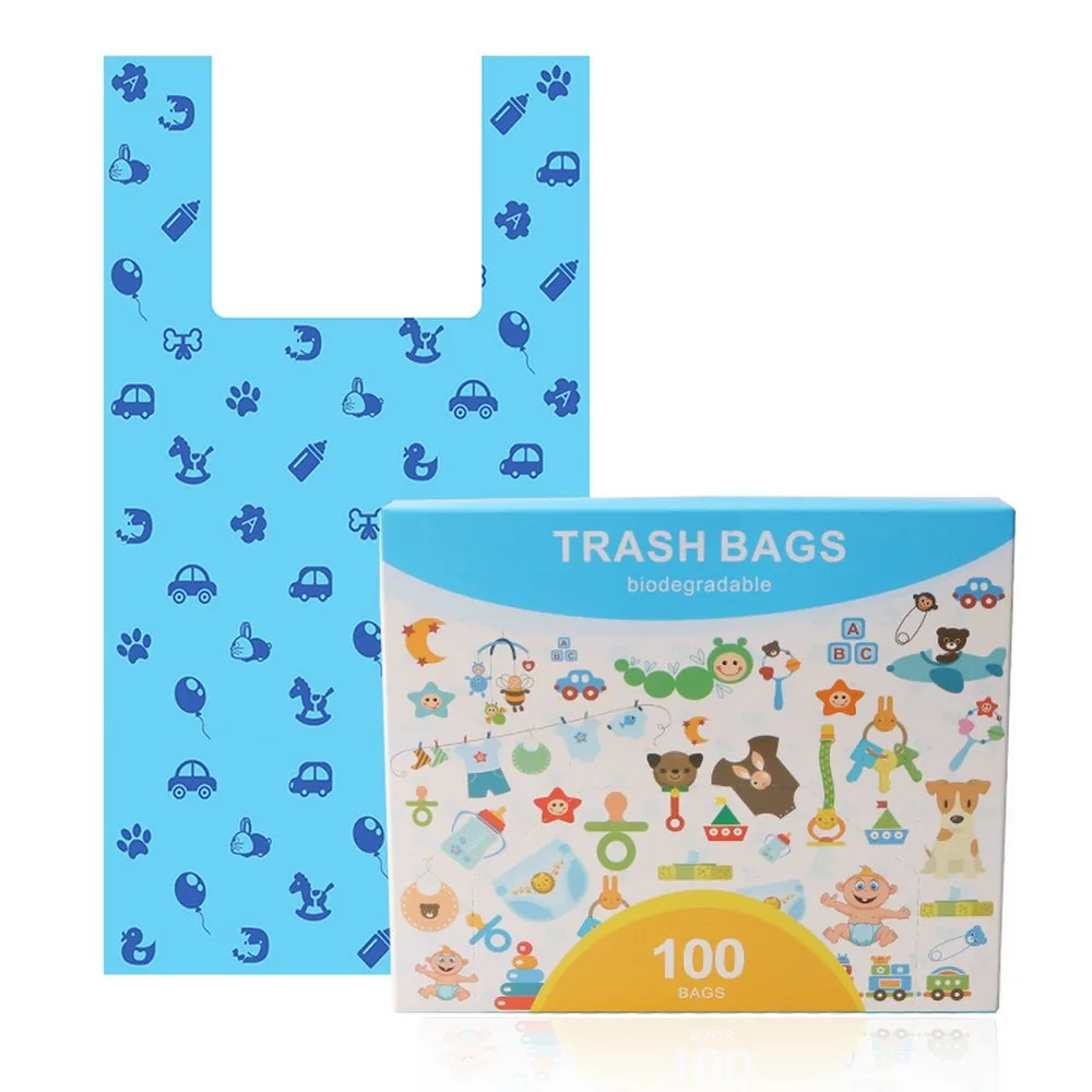 Diaper Refill Bag 100 Bags Disposable Diaper Sacks Easy-To-Tie Odor Proof Tabs Baby Diaper Disposal Sealing Dirty Pet Waste Bags