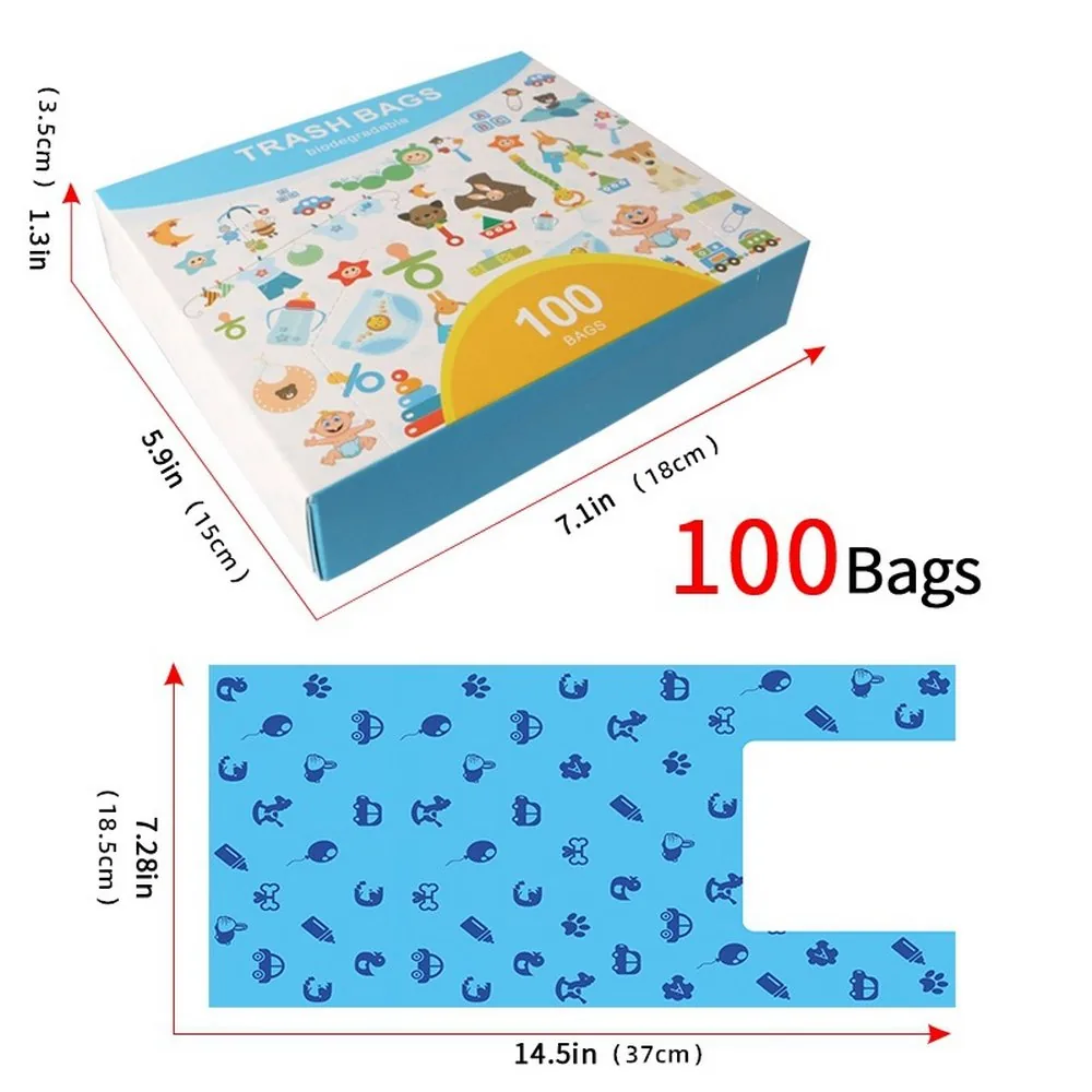 Diaper Refill Bag 100 Bags Disposable Diaper Sacks Easy-To-Tie Odor Proof Tabs Baby Diaper Disposal Sealing Dirty Pet Waste Bags