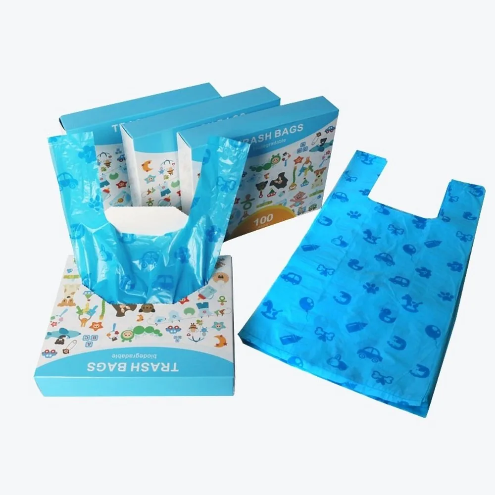 Diaper Refill Bag 100 Bags Disposable Diaper Sacks Easy-To-Tie Odor Proof Tabs Baby Diaper Disposal Sealing Dirty Pet Waste Bags