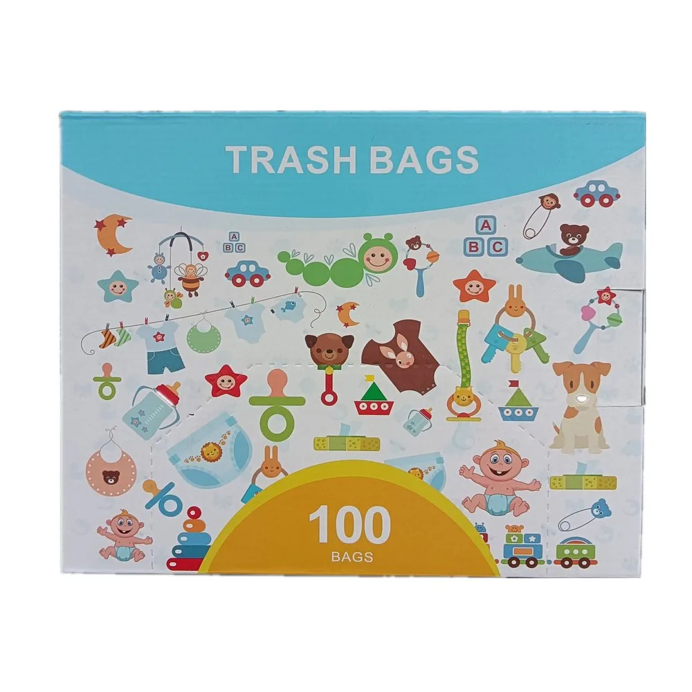Diaper Refill Bag 100 Bags Disposable Diaper Sacks Easy-To-Tie Odor Proof Tabs Baby Diaper Disposal Sealing Dirty Pet Waste Bags