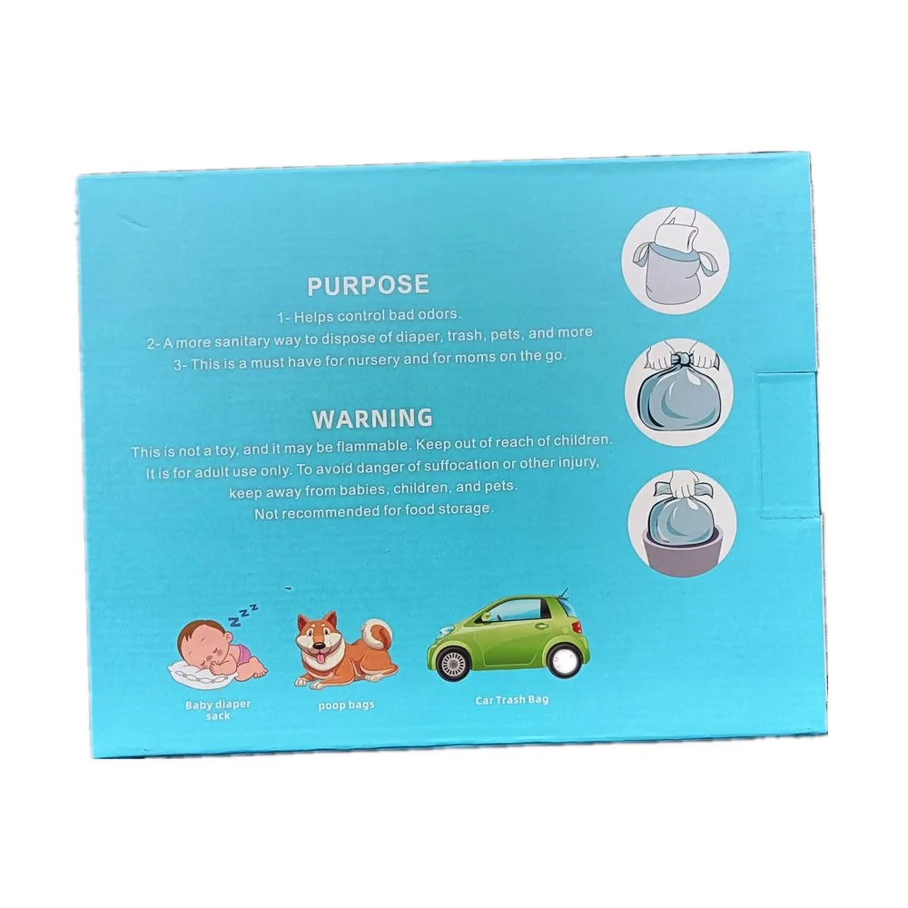 Diaper Refill Bag 100 Bags Disposable Diaper Sacks Easy-To-Tie Odor Proof Tabs Baby Diaper Disposal Sealing Dirty Pet Waste Bags
