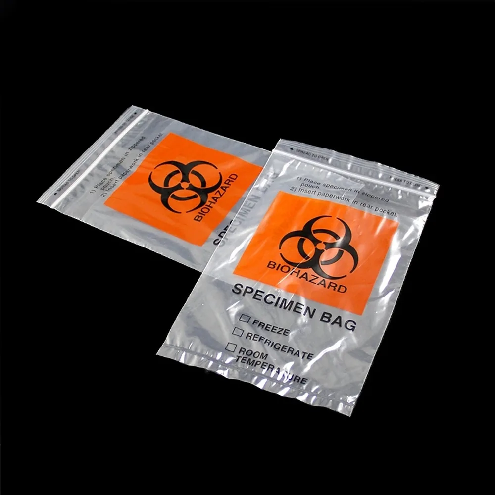 Disposable 3/4 Layers Kangaroo Medical Biohazard Bags Self Adhesive Ldpe Plastic Specimen Bag for Lab Hospital