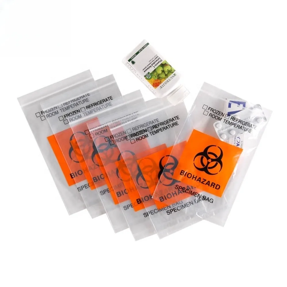 Disposable 3/4 Layers Kangaroo Medical Biohazard Bags Self Adhesive Ldpe Plastic Specimen Bag for Lab Hospital