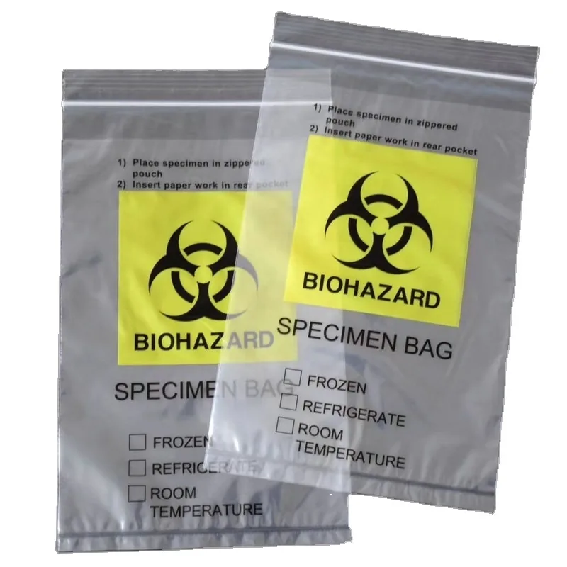 Disposable Food LDPE Customized Gravure Printing Bag Plastic Laboratory Biohazard Specimen Transport Ziplock Bags