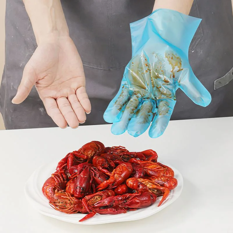 Disposable Hybrid Polyethylene Tpe Gloves Powder Free Transparent Blue Black Food Grade