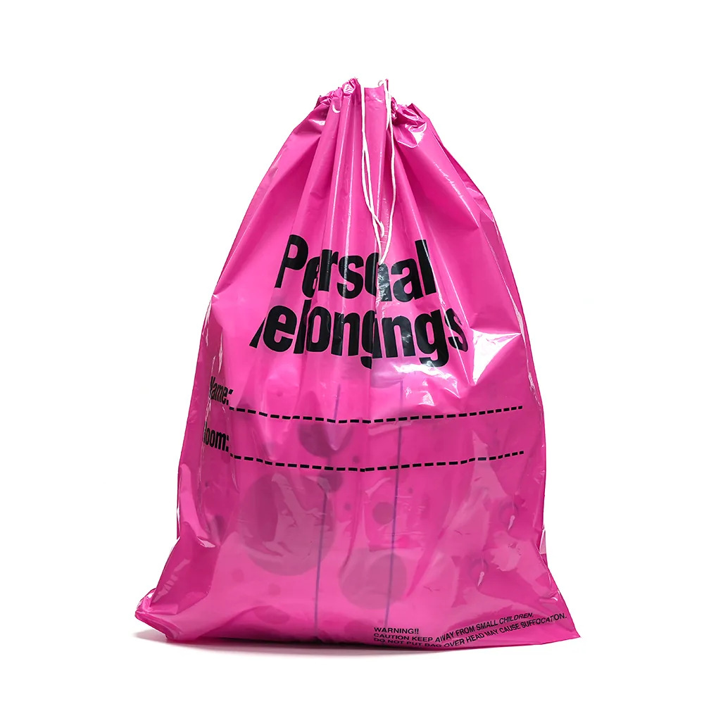 Drawstring Patient Belonging Bag, Pink Film 1.25 Mil Thick, 20" W X 20" L, Pack of 250 Accept Customization