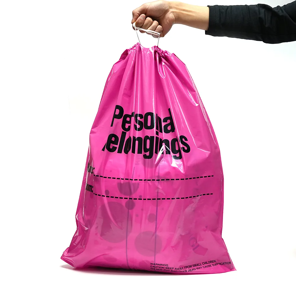 Drawstring Patient Belonging Bag, Pink Film 1.25 Mil Thick, 20" W X 20" L, Pack of 250 Accept Customization