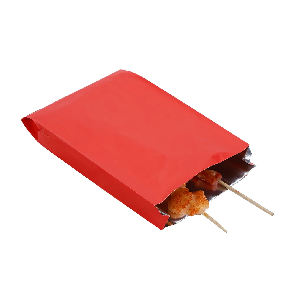 Durable Side Gusset V Bottom Aluminum Foiled Lined Ice Cream Cool Paper Bag Fries Fried Chicken Dog Aluminum Paper Bag