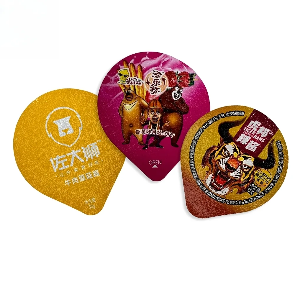 Easy-peel Foil Seasoning Sauce Cup Lidding Film Heat Seal Die Cut Embossing Aluminum Cover for Yogurt Cup Sealing Film