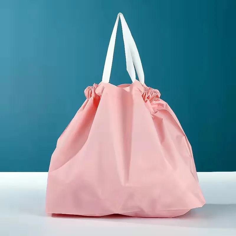 Eco Friendly Composable Clear Frosted Laundry Clothing Shoe Gift Pouch Drawstring Recycling Plastic Draw String Bags