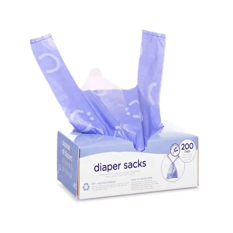 Eco Friendly Plastic Diaper Disposable Waste Packaging Garbage Bag PE T-shirt Scented Baby Nappy Bags Diaper Sack with Handle