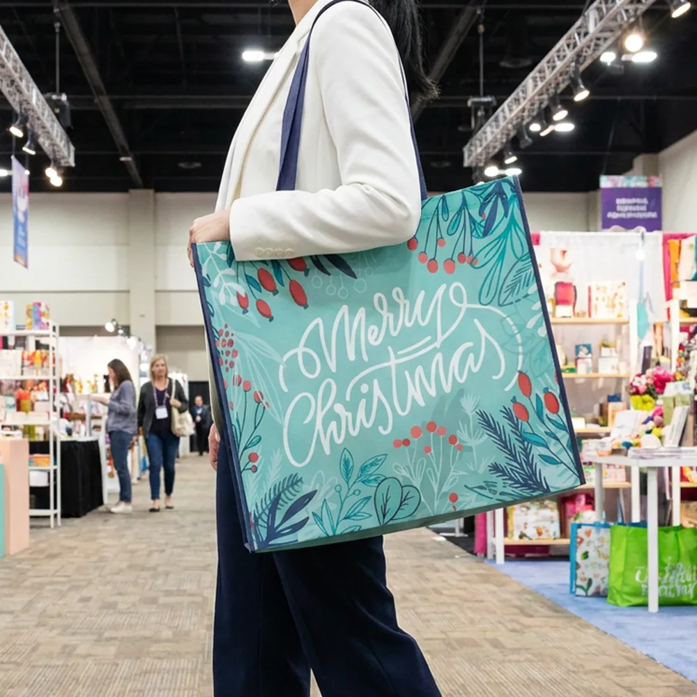 Eco-Friendly Reusable Tote Bags Custom Printed Recyclable Fabric Non Woven Handled Shopping Bags with Logo