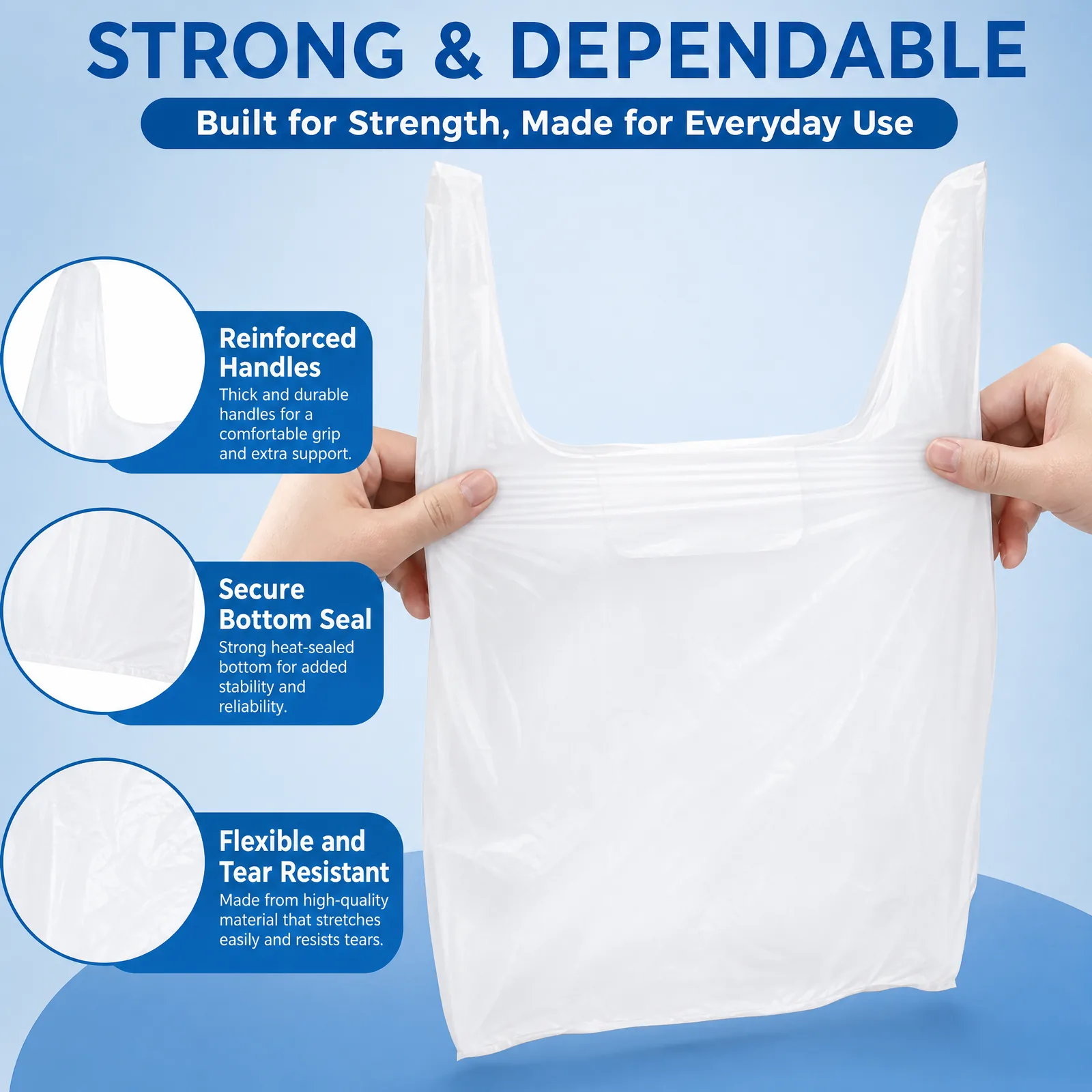 Eco Friendly Vest Bags Biodegradable Plastic Shopping Bags Reusable Grocery Carrier Bags with Handle
