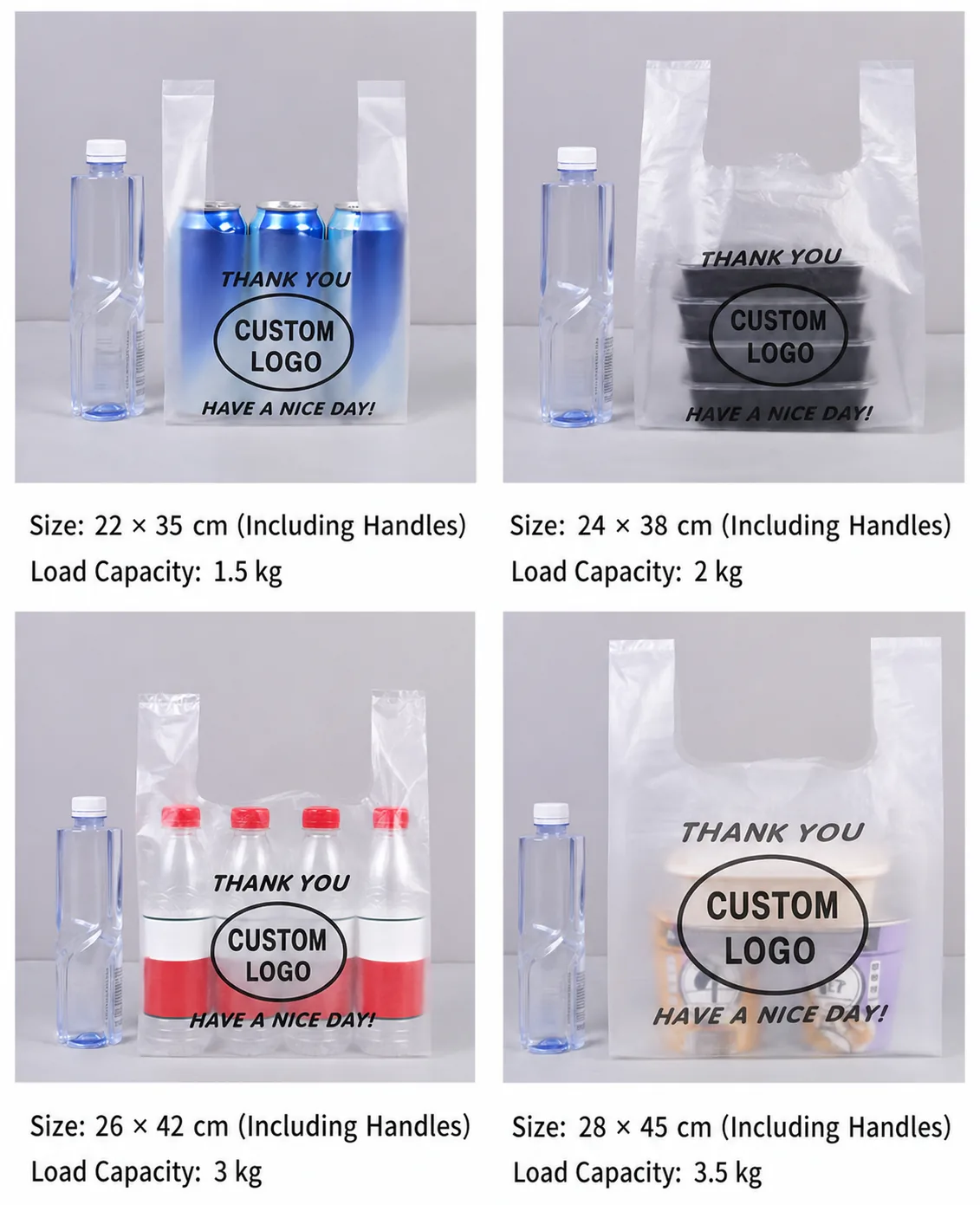 Eco Friendly Vest Bags Biodegradable Plastic Shopping Bags Reusable Grocery Carrier Bags with Handle