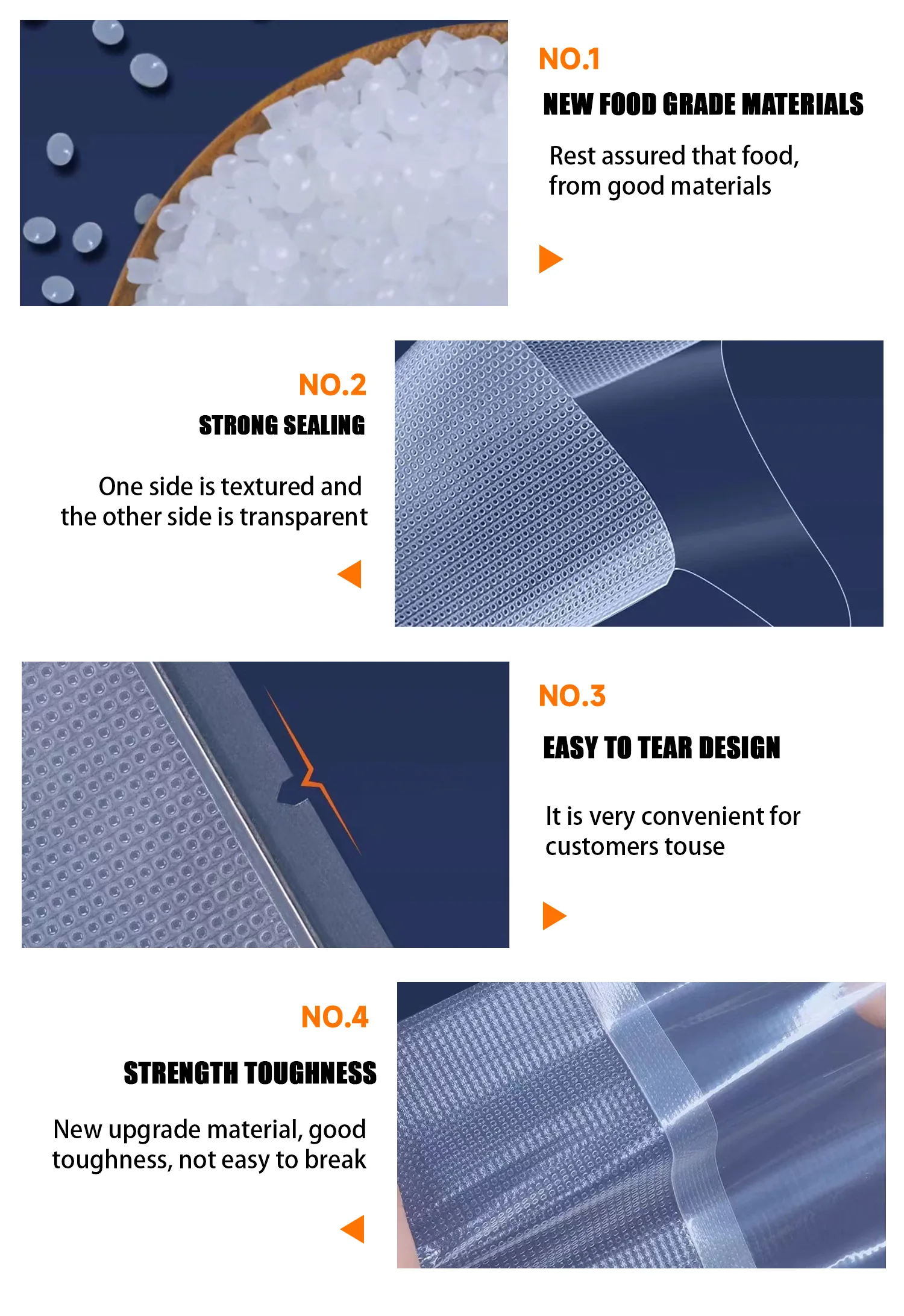 Embossed 7-Layer Nylon/PE Vacuum Bag for Food Storage