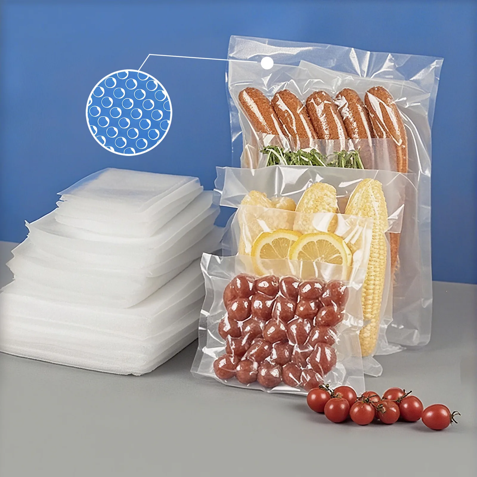 Embossed PA/PE Vacuum Bag for External Sealers — Clear or Black