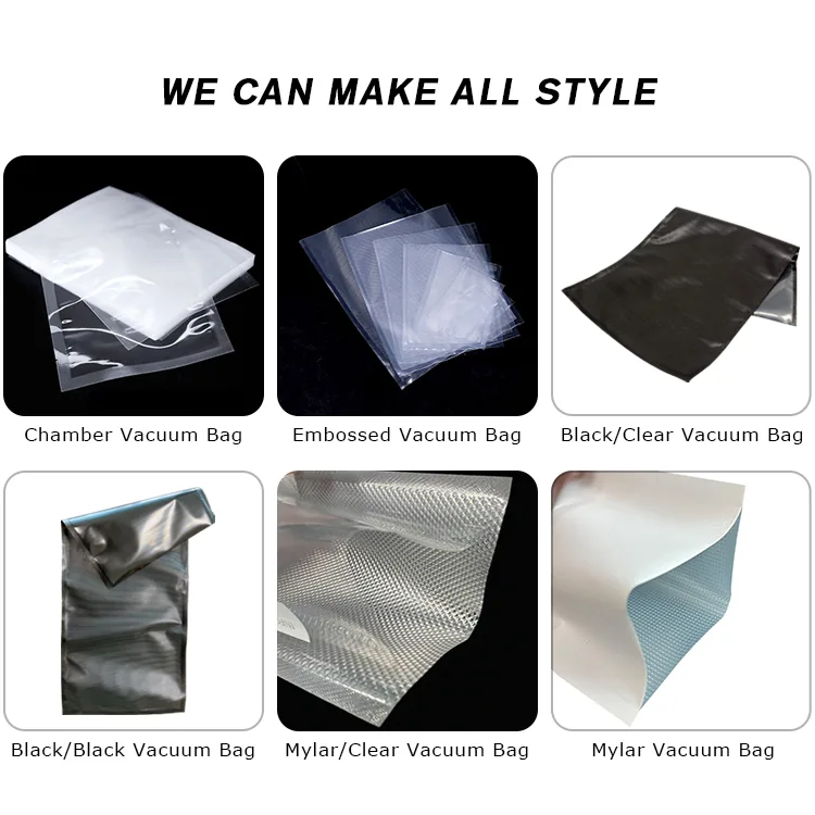 Embossed PA/PE Vacuum Bag for External Sealers — Clear or Black