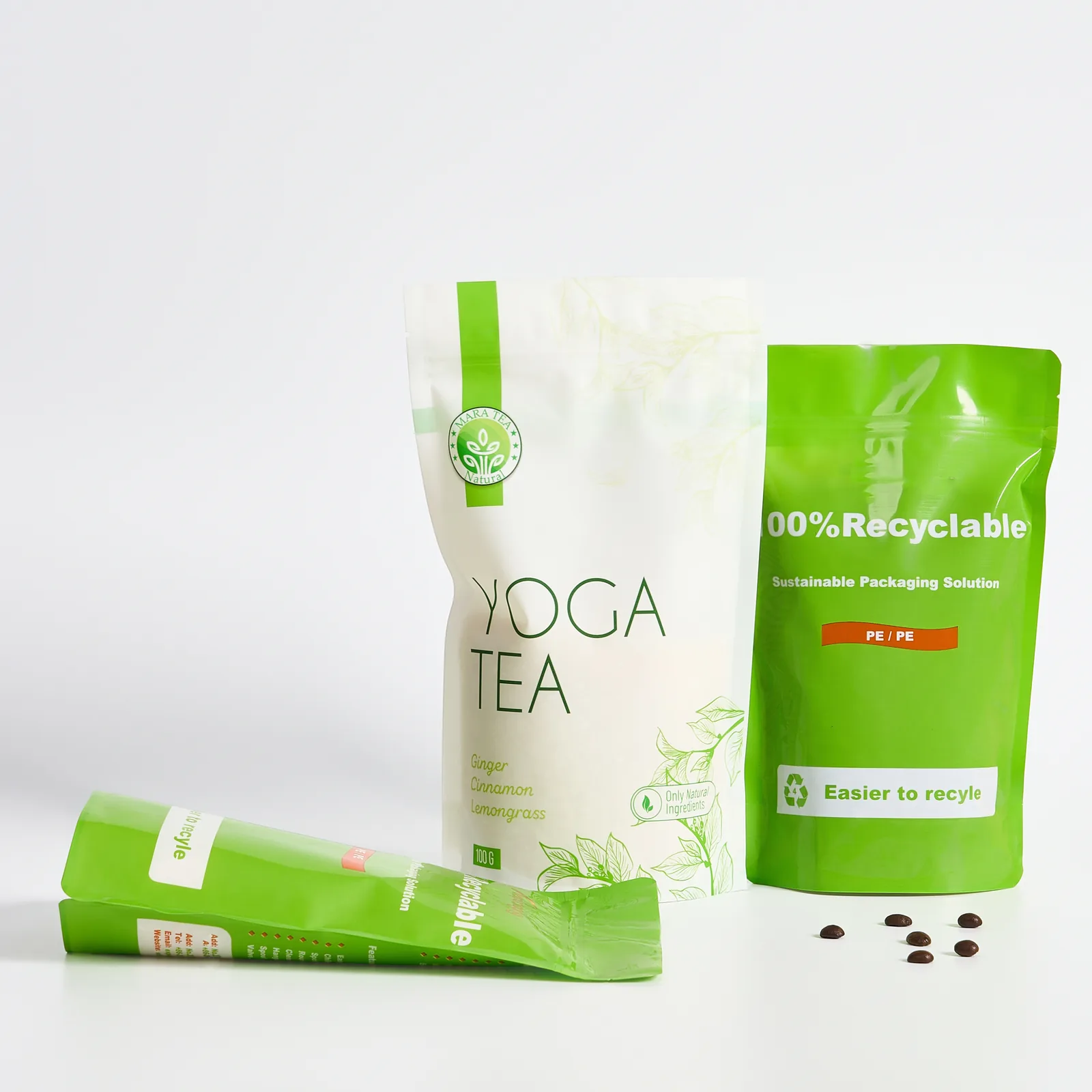 EU-Standard 100% PE Recyclable Stand-Up Zipper Pouch