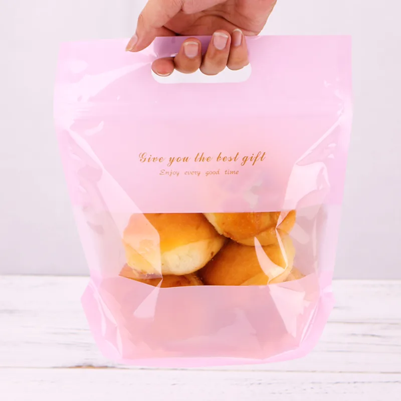 Clear PE Flat-Bottom Toast Bag with Ziplock and Handle