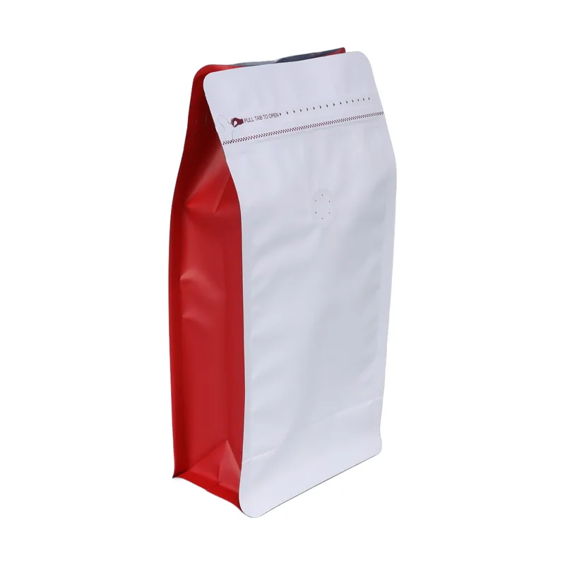 Flat-Bottom Coffee Pouch with Valve and Zipper — Stock 8 oz, 1 lb, 2 lb