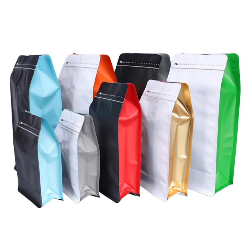 Flat-Bottom Coffee Pouch with Valve and Zipper — Stock 8 oz, 1 lb, 2 lb