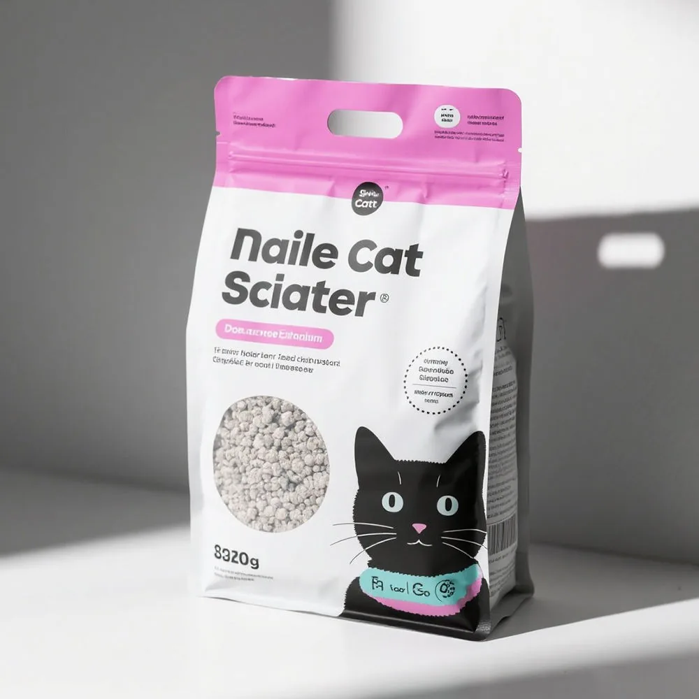 Flat Bottom Pouch for cat Litter with Zipper Handle, Recyclable Pet Waste Bag, cat Litter Packaging Bag