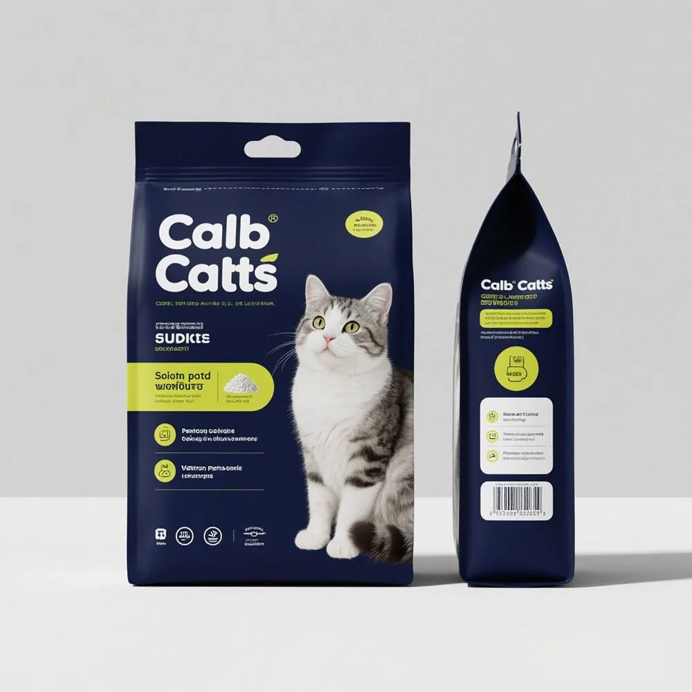 Flat Bottom Pouch for cat Litter with Zipper Handle, Recyclable Pet Waste Bag, cat Litter Packaging Bag