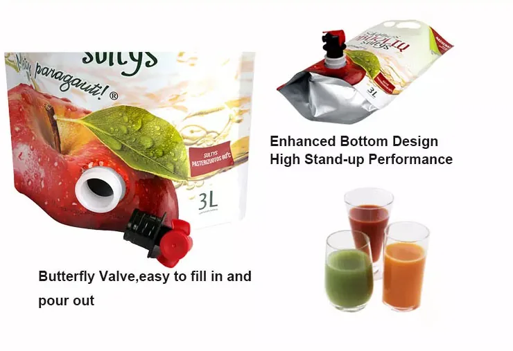 Bag-in-Box Stand-Up Pouch with Vitop Butterfly Valve — Wine and Juice