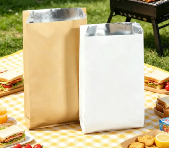 Foil-Lined Kraft Paper Bag for BBQ, Sandwich & Hot Snack Wrapping