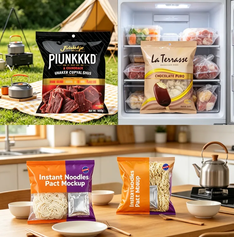 Food Grade Center Sealed Pouch izable Size & Logo Bags for Food Snacks Coffee Tea Sugar Salad Packaging