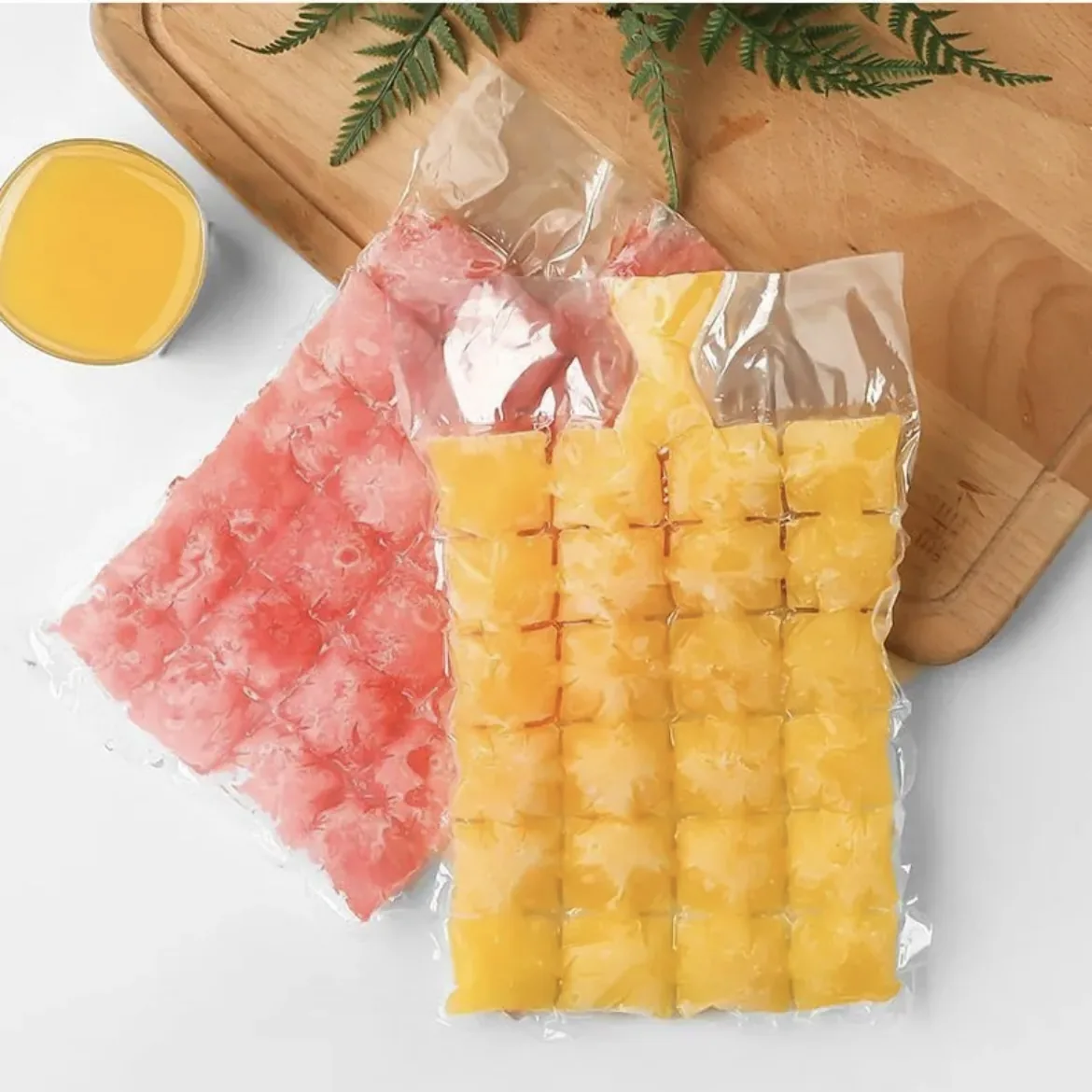 Food Grade Disposable PP Plastic Ice Packs Mold Transparent Square Shape Heat Seal Ice Grid Bag Passion Fruit Block Artifacts