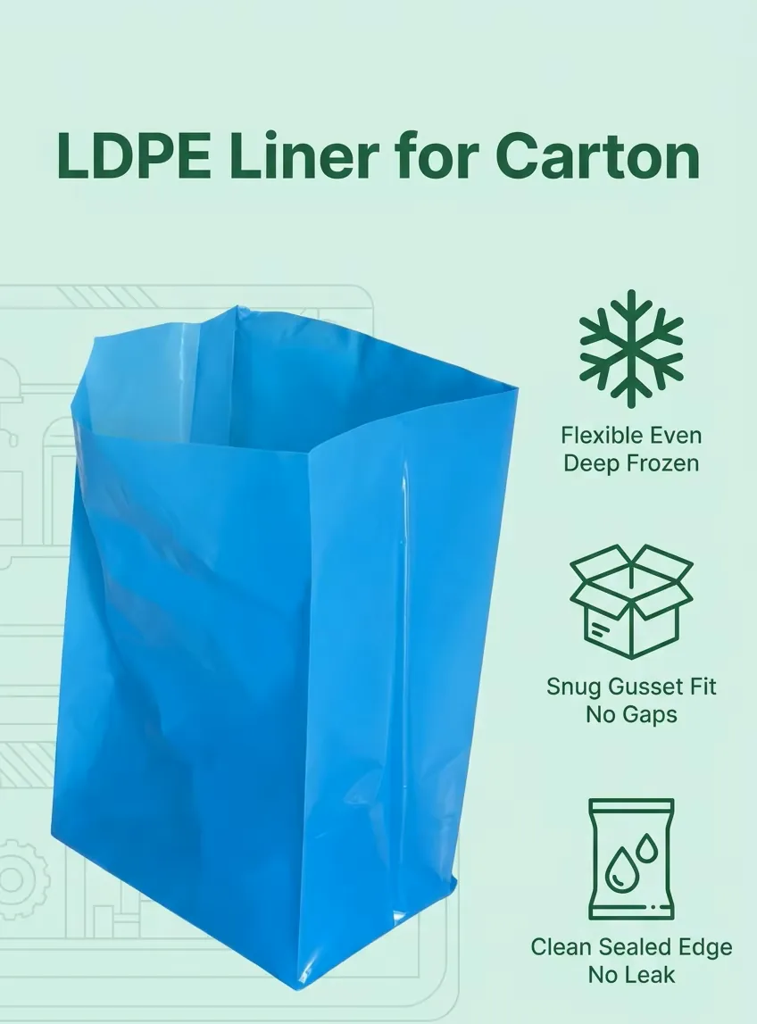 Food Grade LDPE Carton PE Liner Clear Box Liner Cold Resistant Freezer Safe Waterproof for Frozen Seafood Meat Veg Logistics