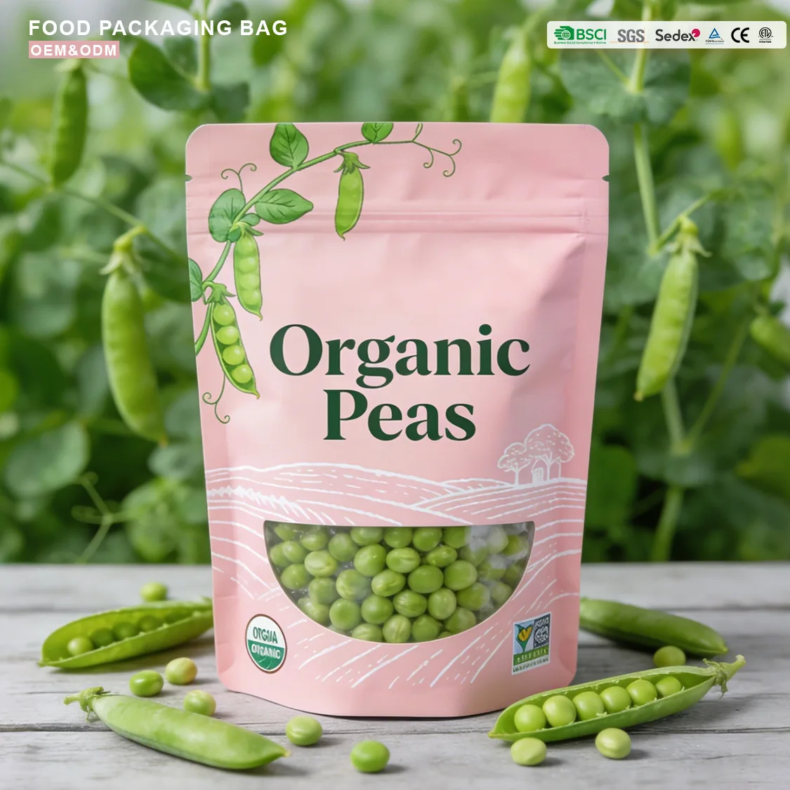 Food Safe Grade Custom Printed Food Packing Bag Stand up Pouch for Food Snack Tea Packing With Release Ziplock