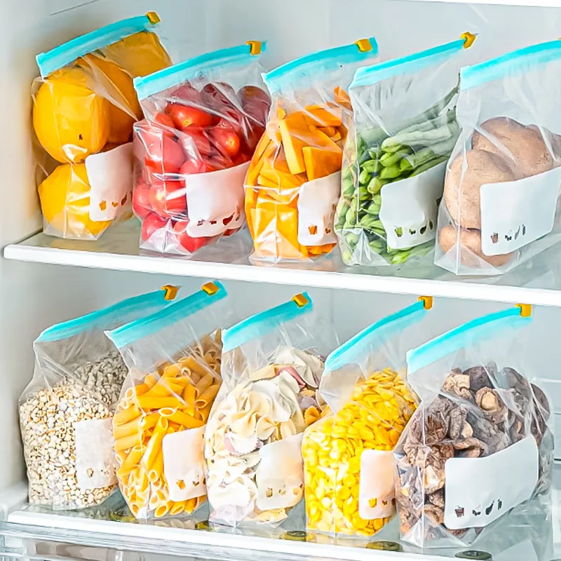 Food Storage Slider Packaging Bag Zipper Freezer Zip Lock Plastic Bags with Lock Custom Logo for Food Packaging in Fridge