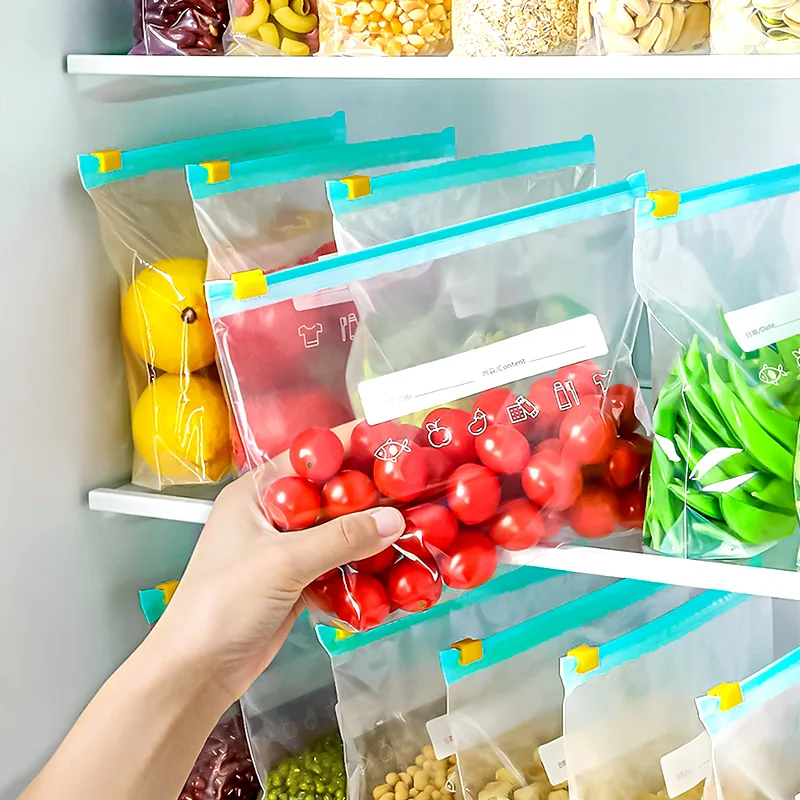 Food Storage Slider Packaging Bag Zipper Freezer Zip Lock Plastic Bags with Lock Custom Logo for Food Packaging in Fridge