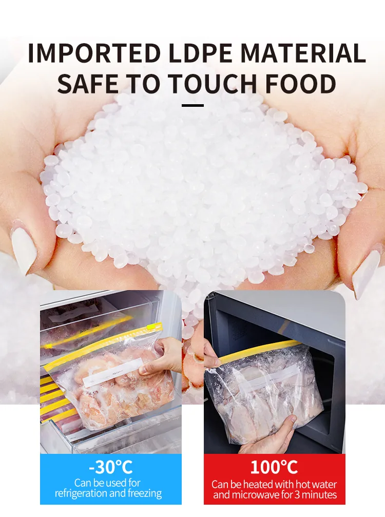 Food Storage Slider Packaging Bag Zipper Freezer Zip Lock Plastic Bags with Lock Custom Logo for Food Packaging in Fridge