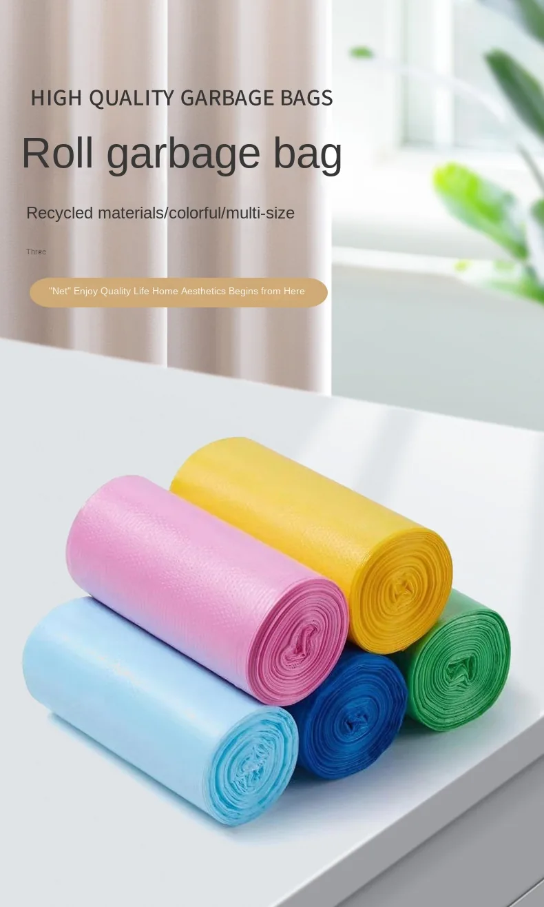 For Bestseller Disposable Polyethylene Trash Bags Household PO Color Thickened Flat-Top Continuous